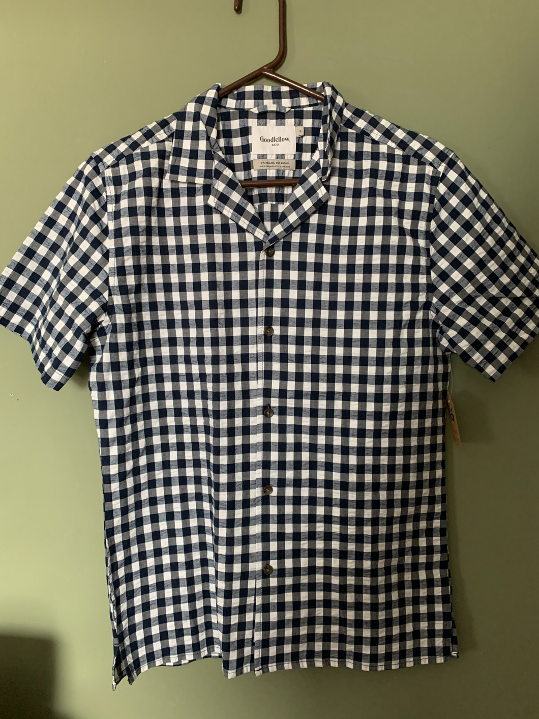 Blue, Grey and White Checkered Short Sleeve