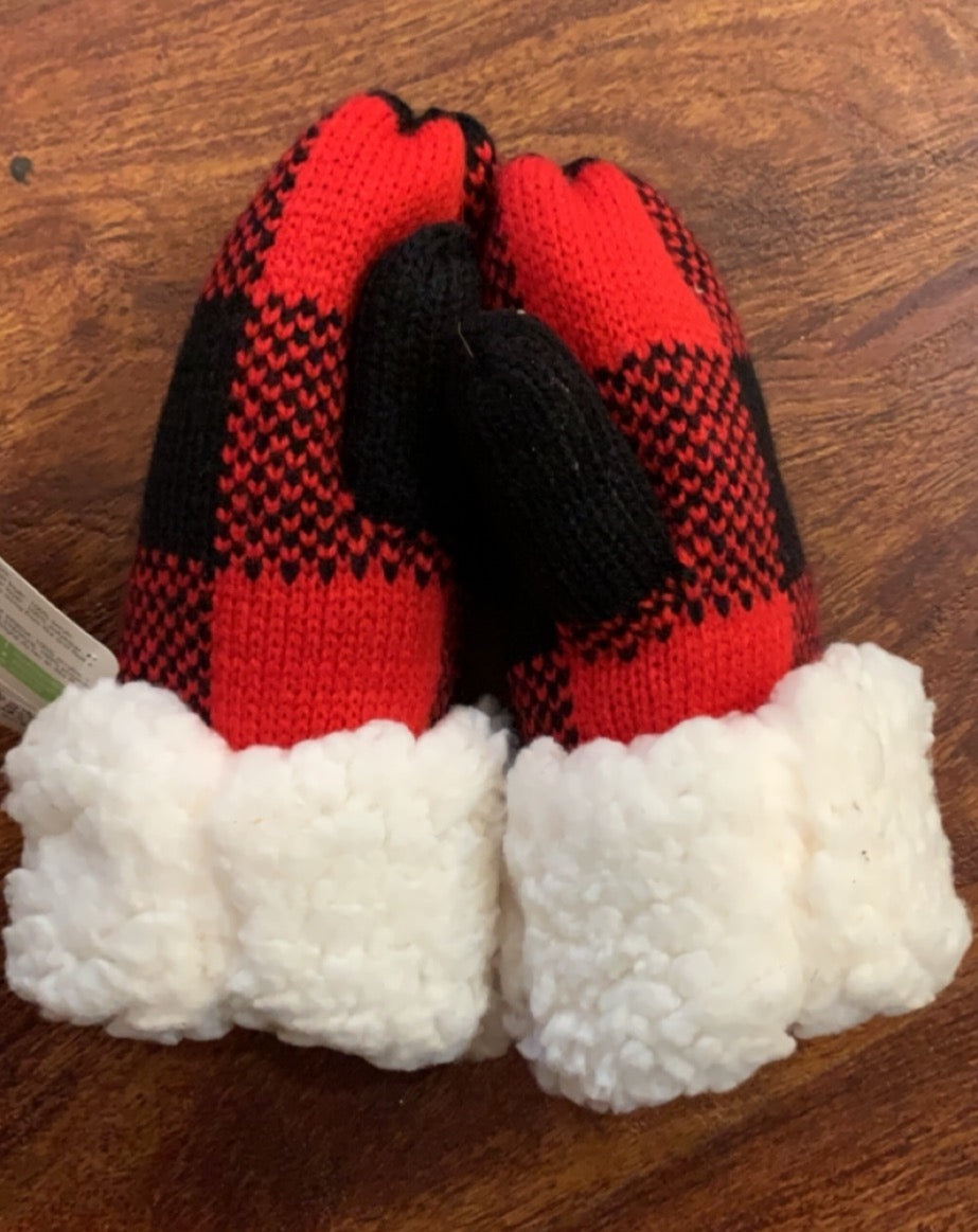 Red and Black Plaid Mittens