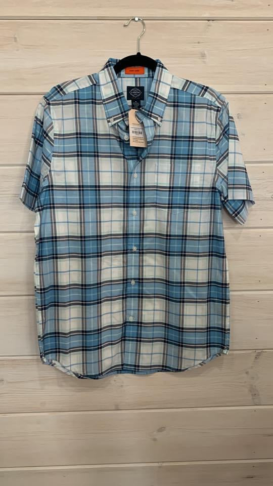 St Johns Bay Different Blues Plaid Shirt