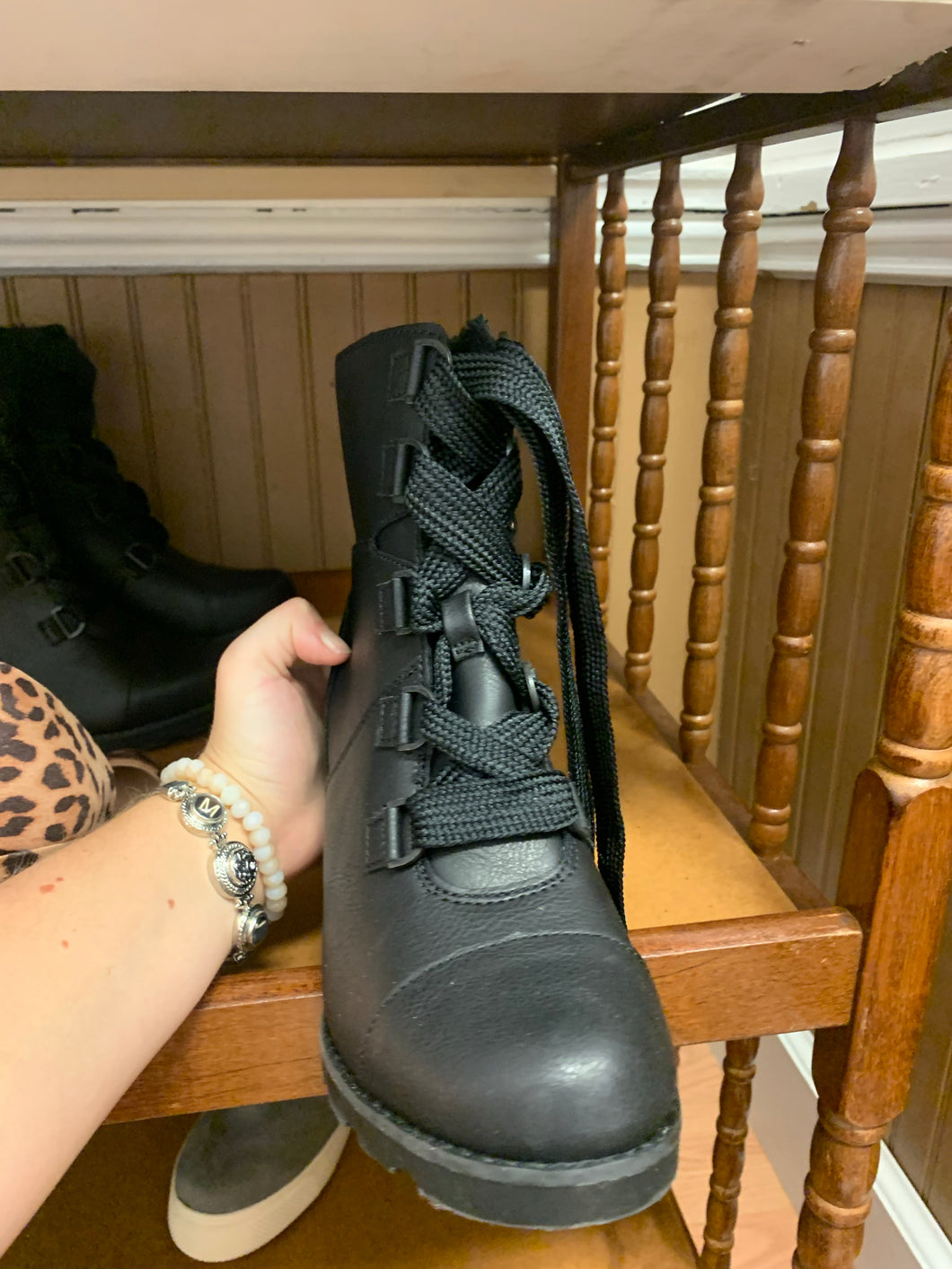 Black Heeled Combat Boots