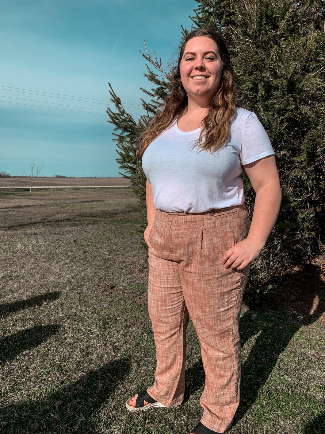 Red and White Dress Pants