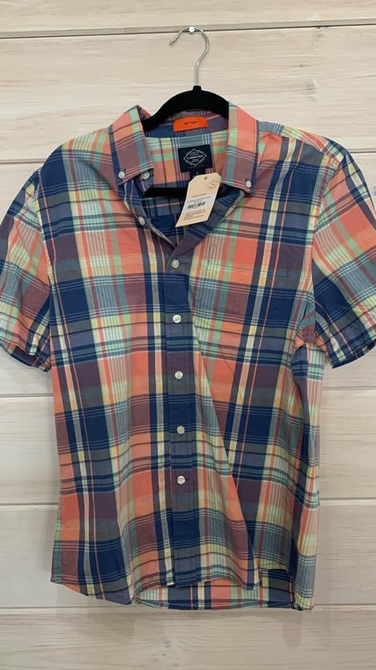 St. John’s Bay Coral and Blue Plaid Shirt