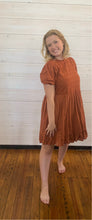 Load image into Gallery viewer, Burnt Orange Bubble Sleeve Dress
