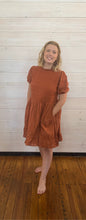 Load image into Gallery viewer, Burnt Orange Bubble Sleeve Dress
