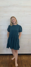 Load image into Gallery viewer, Teal Bubble Sleeve Dress
